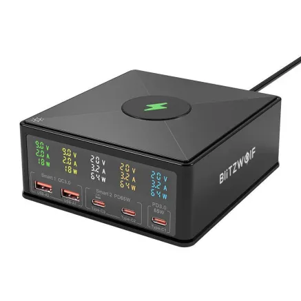 Charger Blitzwolf 868H, 2xUSB-A, 3xUSB type-C, 160W (black) 868H