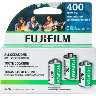 Fujifilm 400 цветная негативная пленка 35 мм, 3 рулона, ISO 400, процесс C-41, яркие цвета, мелкая зернистость
