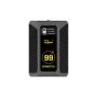 Аккумулятор Rolux Dynasty II 99Wh V-Mount с текстурированным черным корпусом, передней этикеткой с техническими характеристиками и желтым логотипом '99' с эмблемой пчелы. Компактный дизайн и порты подключения выделены на белом ф