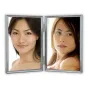 Zep Photo Frame 120DS04-5R Серебряный 2x 13x18 см - Элегантные серебряные рамки с высококачественным стеклом, демонстрирующие два различных портрета на минималистичном белом фоне.