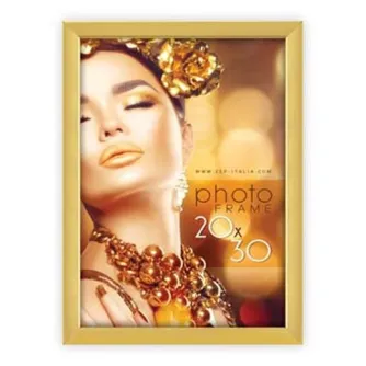 Рамка для фото Zep WT57G Wales Gold 13x18 см, золотистая рамка с портретом женщины в золотом цветочном головном уборе и блестящими золотыми губами на мягком золотом боке.