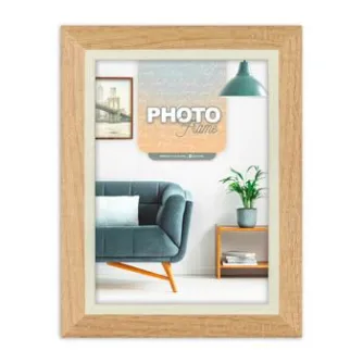 Фотофрейм Zep NT237N Adler Natural 20x30 см - Натуральный деревянный рамка с белой матовой окантовкой, идеально подходит для демонстрации фотографий в современном интерьере гостиной.