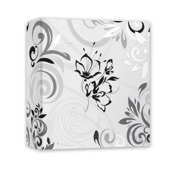 Zep EB3132WH Adhesive Album 25 листов 31x32 см - Светло-серый фотоальбом с изысканным цветочным дизайном в черно-белых и серых тонах.