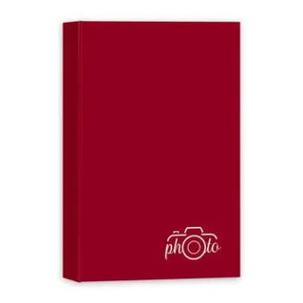 Красный Zep Photo Frame XF468R альбом-обложка с слайдерами, закрытый корпус с белым логотипом камеры, вмещает 80 фото 10×15 см, идеально подходит для хранения воспоминаний.