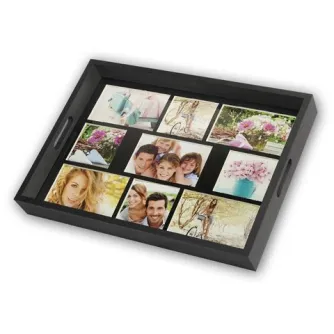 Zep Photo Tray Black W002 для 9 фото - элегантный деревянный поднос со стеклянной крышкой, вмещающий девять фото в виде сетки