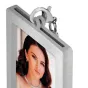 Ключница Zep Photo Keychain AA9S Серебряная 35x45 мм с портретом женщины в бриллиантовом ожерелье, металлической застежкой и прозрачной петлей