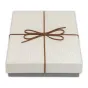 Zep Storage Box BX3514A Piacenza A 15.3x21.4x4 - Бежевый ящик для хранения с коричневым бантом, люксовая отделка и текстурированный дизайн
