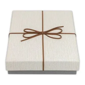 Zep Storage Box BX3514A Piacenza A 15.3x21.4x4 - Бежевый ящик для хранения с коричневым бантом, люксовая отделка и текстурированный дизайн