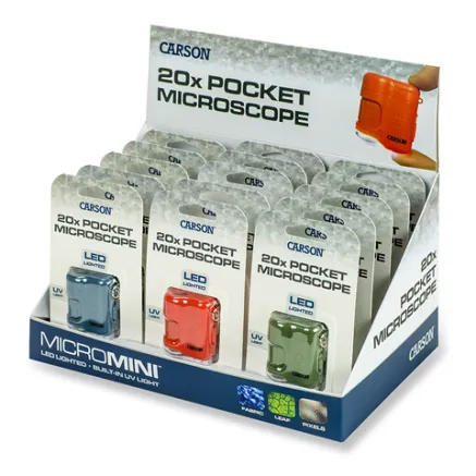 Карманный микроскоп Carson MicroMini 20x с ультрафиолетовым и светодиодным 
