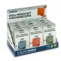 Дисплей 15 карманных микроскопов Carson MicroMini 20x с подсветкой LED и УФ в оранжевом, зеленом и синем цветах