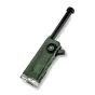 Green Carson X‑Scope Kids CP‑11 multifunctional pocket instrument with black telescopic rod, built-in compass and clear case, isolated on white background.