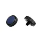 JJC Deluxe Soft Release Button SRB-BK Blue - Black circular camera accessory with a blue microfiber leather center and textured grip for smooth photography.