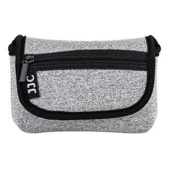 JJC OC-R1BG Neoprene Compact Camera Pouch - Durable, elastic pouch with black trim and zipper closure, designed to protect compact cameras and accessories.