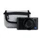 Sony Cyber-shot camera with JJC OC-R1BG neoprene pouch for compact camera protection