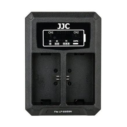 JJC Canon DCH-LPE6 USB Dual Battery Charger (for Canon LP-E6 / LP-E6N accu) DCH LPE6