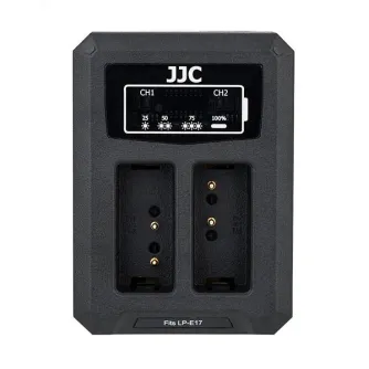 JJC DCH-LPE17 USB зарядное устройство для двух аккумуляторов Canon LP-E17 с USB портом и двумя слотами для зарядки