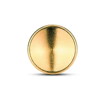 JJC SRB-NSCDGD soft release button, polished brass circular disc with raised rim, top view