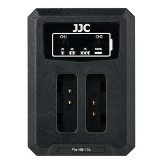 JJC Dual Battery Charger for Canon NB-13L with USB port and dual slots for simultaneous charging