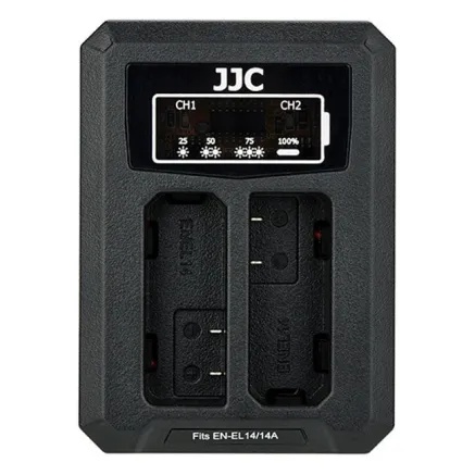 JJC Nikon DCH-ENEL14A USB Dual BatteryCharger (voorNikon EN-EL14/EN-EL14A) DCH ENEL14A