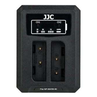 JJC DCH-NP95 USB Dual Battery Charger - компактное зарядное устройство с умными индикаторами и двумя слотами для батарей для Fujifilm NP-95 и Ricoh DB-90