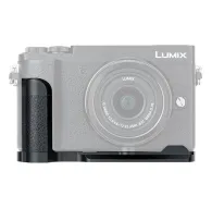 JJC HG-GX9 Metal Hand Grip for Panasonic Lumix cameras - durable aluminum alloy grip with microfiber leather texture, Arca Swiss compatibility, and easy access to battery/memory card.JJC HG-GX9 Metal Hand Grip for Panasonic Lumix cameras - durable aluminum alloy grip with microfiber leather texture, Arca Swiss compatibility, and easy access to battery/memory card.