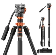 K&F Concept K234A7 video stativs ar FH-03 galvu melnā un oranžā krāsā, pilnībā salikts ar izstieptām kājām un monopoda režīmu, ar gludu 360° panoramēšanu un 90° slīpumu, kompakti salikts 49 cm garumā un ar iekļauto nesēju somuK&F Concept K234A7 video stativs ar FH-03 galvu melnā un oranžā krāsā, pilnībā salikts ar izstieptām kājām un monopoda režīmu, ar gludu 360° panoramēšanu un 90° slīpumu, kompakti salikts 49 cm garumā un ar iekļauto nesēju somu