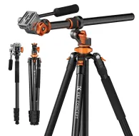 K&F Concept T254A7 video statīvs ar FH-03 šķidrumu galvu izstieptā un salocītā konfigurācijā, izgatavots no alumīnija un magnija sakausējuma, ar sānu rokturi horizontālām uzņemšanām un Arca-Swiss saderīgu ātri atbrīvojošo plāksnK&F Concept T254A7 video statīvs ar FH-03 šķidrumu galvu izstieptā un salocītā konfigurācijā, izgatavots no alumīnija un magnija sakausējuma, ar sānu rokturi horizontālām uzņemšanām un Arca-Swiss saderīgu ātri atbrīvojošo plāksn