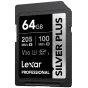Lexar Professional SILVER PLUS SDXC UHS-I 64GB Memory Card with 205 MB/s Read Speed and 100 MB/s Write Speed for 4K Video Recording