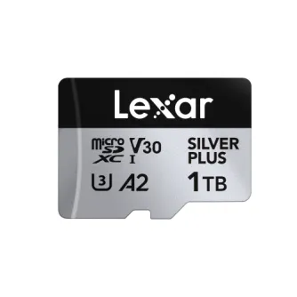 Lexar Professional SILVER PLUS mikroSDXC UHS-I karte ar 1TB atmiņu, V30 klasifikāciju un 205MB/s lasīšanas ātrumu 4K video ierakstīšanai