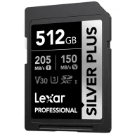 Память Lexar Professional SILVER PLUS 512 ГБ SDXC UHS-I с чтением до 205 МБ/с и записью до 150 МБ/с, с рейтингом V30 и поддержкой U3.Память Lexar Professional SILVER PLUS 512 ГБ SDXC UHS-I с чтением до 205 МБ/с и записью до 150 МБ/с, с рейтингом V30 и поддержкой U3.