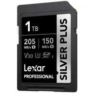 Lexar Professional SILVER PLUS 1TB SDXC UHS-I atmiņas karte ar 205MB/s lasīšanas ātrumu un 150MB/s rakstīšanas ātrumu, ar V30 un U3 klasifikāciju.Lexar Professional SILVER PLUS 1TB SDXC UHS-I atmiņas karte ar 205MB/s lasīšanas ātrumu un 150MB/s rakstīšanas ātrumu, ar V30 un U3 klasifikāciju.