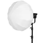 NANLITE Lantern Softbox LT-65 с Bowens‑монтировкой, белый октагональный диффузор, подключённый к светодиодному светильнику Forza 300B II на регулируемой стойке