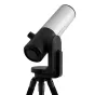 Unistellar eVscope 2 Smart Telescope с белым корпусом и черной монтажной головкой на штативе, боковой вид с брендом UNISTELLAR