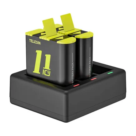 Telesin three-channel charger + 2 batteries for GoPro Hero 9 / 10 / 11 / 12 (GP-BTR-903-B) GP-BTR-903-B