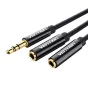 Vairs neražo - Audio Splitter 3.5mm Male to 2x 3.5mm Female Vention BBSBY 0.3m Black BBSBY