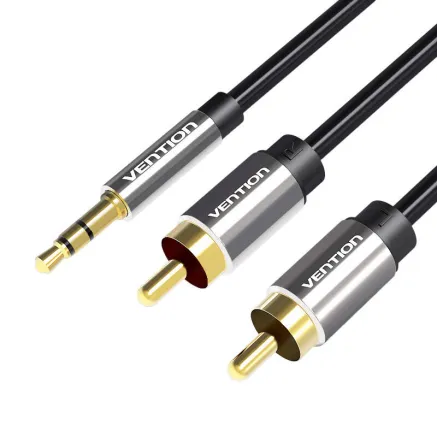 Cable Audio 3.5mm Male to 2x RCA Male Vention BCFBH 2m Black BCFBH
