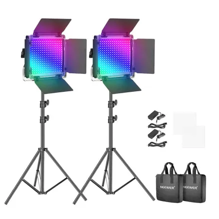 Neewer 660 PRO RGB LED studio set, two 50W 3200-5600K lamps + tripods + gates B08M5SCZLT