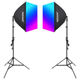 Softboksi - Kit Neewer NK800 two softboxes + bulbs RGB 24W 2700-6500K + tripods + barndoors B0CF55TW5J - ātri pasūtīt no ražotāja