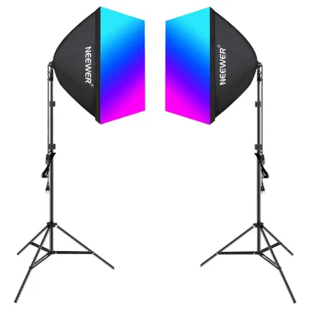 Kit Neewer NK800 two softboxes + bulbs RGB 24W 2700-6500K + tripods + barndoors B0CF55TW5J
