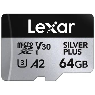 Memory Cards - LEXAR MICROSDXC PROFESSIONAL SILVER PLUS UHS-I/U3/A2/4K R205/W100 (V30) 64GB LMSSIPL064G-BNANG - quick order from manufacturer