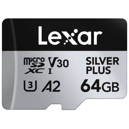 LEXAR MICROSDXC PROFESSIONAL SILVER PLUS UHS-I/U3/A2/4K R205/W100 (V30) 64GB LMSSIPL064G-BNANG