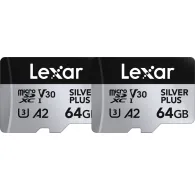 Memory Cards - LEXAR MICROSDXC PROFESSIONAL SILVER PLUS UHS-I/U3/A2/4K R205/W100 (V30) 64GB - 2PACK LMSSIPL064G-B2ANG - quick order from manufacturerMemory Cards - LEXAR MICROSDXC PROFESSIONAL SILVER PLUS UHS-I/U3/A2/4K R205/W100 (V30) 64GB - 2PACK LMSSIPL064G-B2ANG - quick order from manufacturer