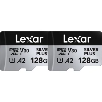 Memory Cards - LEXAR MICROSDXC PROFESSIONAL SILVER PLUS UHS-I/U3/A2/4K R205/W150 (V30) 128GB - 2PACK LMSSIPL128G-B2ANG - quick order from manufacturer