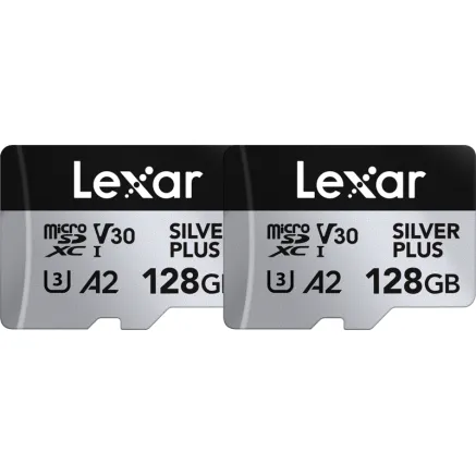 LEXAR MICROSDXC PROFESSIONAL SILVER PLUS UHS-I/U3/A2/4K R205/W150 (V30) 128GB - 2PACK LMSSIPL128G-B2ANG