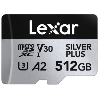 Atmiņas kartes - LEXAR MICROSDXC PROFESSIONAL SILVER PLUS UHS-I/U3/A2/4K R205/W150 (V30) 512GB LMSSIPL512G-BNANG - ātri pasūtīt no ražotāja