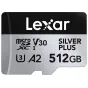 Memory Cards - LEXAR MICROSDXC PROFESSIONAL SILVER PLUS UHS-I/U3/A2/4K R205/W150 (V30) 512GB LMSSIPL512G-BNANG - quick order from manufacturer