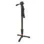 Tripod Accessories - 3 Legged Thing Legends Lance 2.0 Monopod Kit w/ DOCZ2 Foot Stabilizer & AH Trinity Darkness/Matte Black LANCESKDARK - quick order from manufacturer