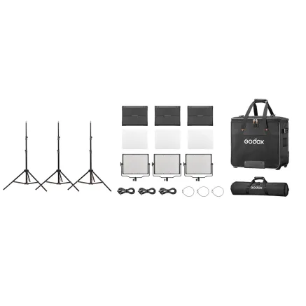 Godox Studio LED Light Panel 3 Light Kit P120BI K2 P120BI K2