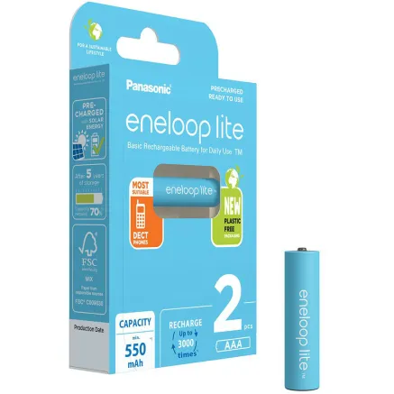 Panasonic Batteries Panasonic eneloop rechargeable battery Lite AAA 550 2BP BK-4LCCE/2BE