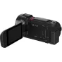 Panasonic HC-VX3 4K camcorder with extended screen, rear view showing 32x zoom and USB Type-C port